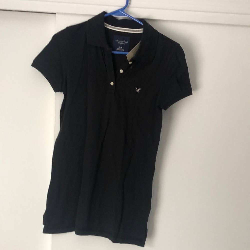 NWT AEO Polo in Black (M) Short Sleeves
